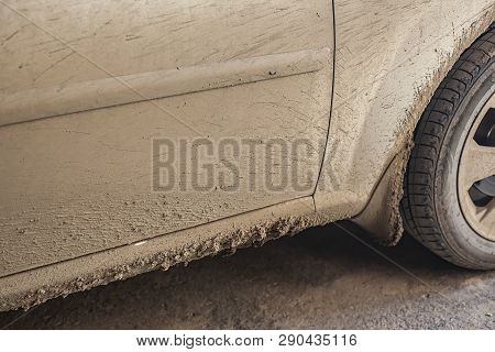 A Dirty Car After Rain. Dirty Car After A Trip Around The Countryside