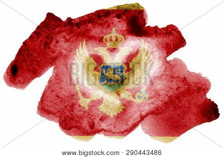 Montenegro Flag  Is Depicted In Liquid Watercolor Style Isolated On White Background