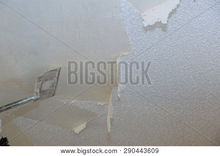 Removal Old Dirty Popcorn Ceiling Wall Interiors Home Remodeling