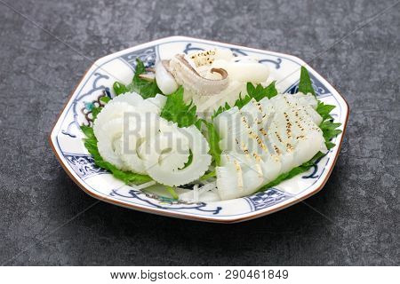 cuttlefish sashimi, japanese cuisine