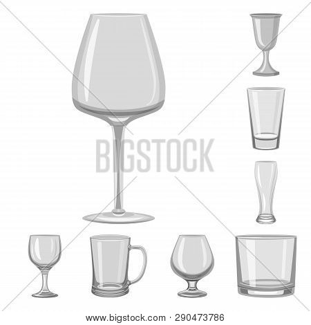 Vector Design Of Capacity And Glassware Logo. Set Of Capacity And Restaurant Stock Vector Illustrati