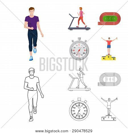 Isolated Object Of Sport  And Winner Logo. Set Of Sport  And Fitness  Vector Icon For Stock.
