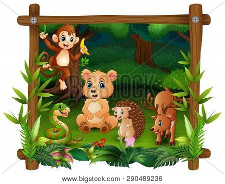Illustration Of The Animals Meet In Forest