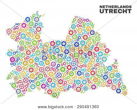 Mosaic Technical Utrecht Province Map Isolated On A White Background. Vector Geographic Abstraction 