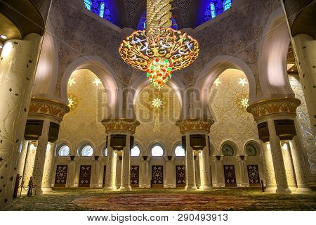 Interior Of The Grand Mosque In Abu Dhabi