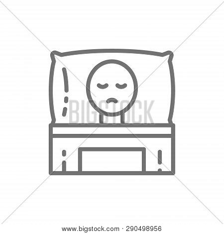 Cancer Patient In Bed, Oncology Line Icon.