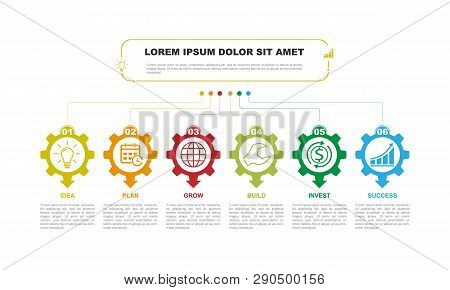 Business Infographic 6 Step Flat. Simple Template Design