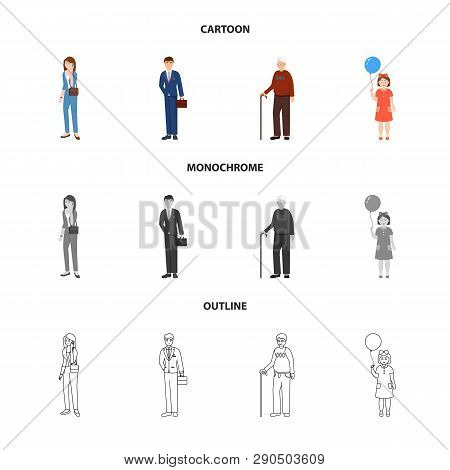 Isolated Object Of Character And Avatar  Icon. Collection Of Character And Portrait Vector Icon For 