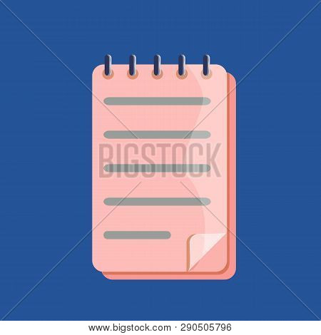 Notebook With Spiral Binder. Vector Icon In Modern Flat Style