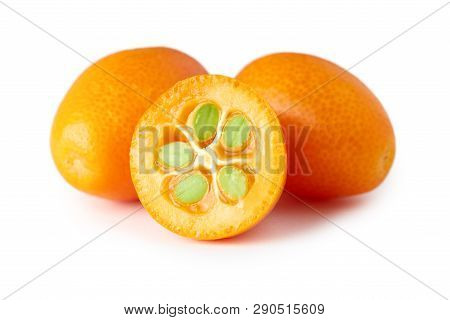 Kumquats Or Cumquats (citrus Japonica) Isolated On White Background