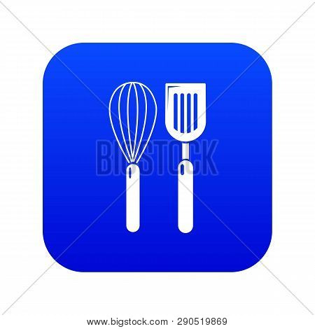 Cutlery Bake Icon Blue Vector Isolated On White Background