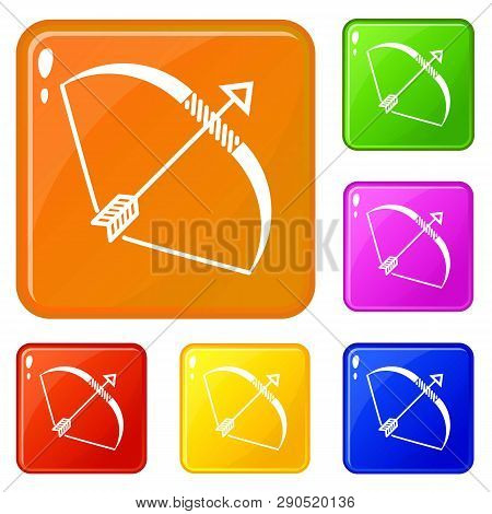 Elven Bow Icons Set Collection Vector 6 Color Isolated On White Background