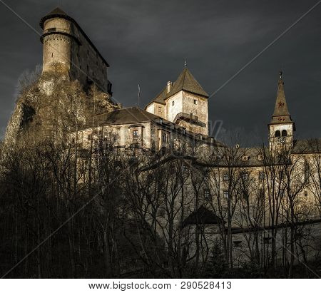 Orava Castle In Village Oravsky Podzamok, Slovakia