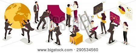 Set Of Vector Businessmen In Costumes With Emotions While Driving. Manager, Employee, Recruiter, Big