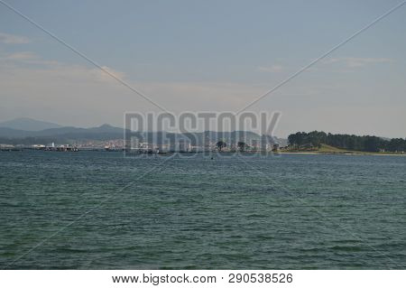 Mussel Hatcheries In The Center Of The Bay Of El Grove. Nature, Architecture, History, Travel. Augus