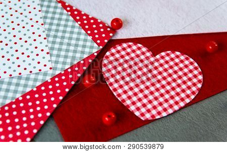 The Heart Made Of Paper, Handwork, And Other Materials For Creation Of A Congratulation By Valentine