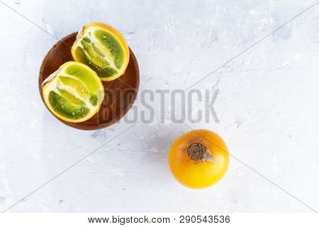 Lulo Fruit On White Background (solanum Quitoense)