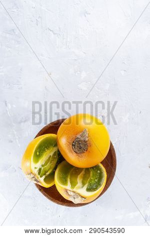 Lulo Fruit On White Background (solanum Quitoense)