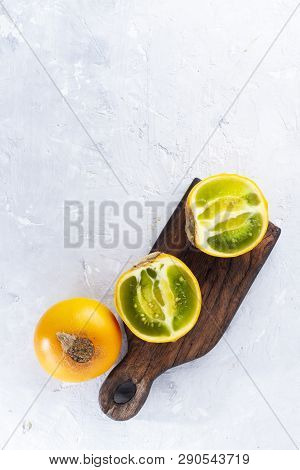 Lulo Fruit On White Background (solanum Quitoense)