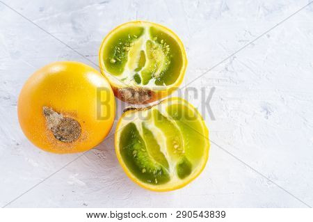 Lulo Fruit On White Background (solanum Quitoense)