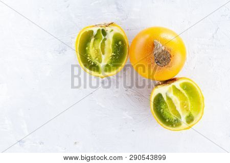 Lulo Fruit On White Background (solanum Quitoense)
