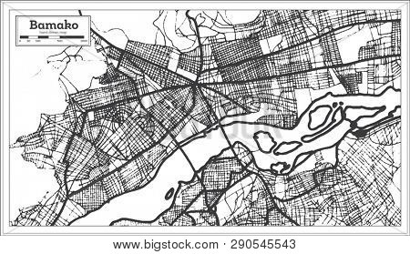 Bamako Mali City Map in Retro Style. Outline Map.