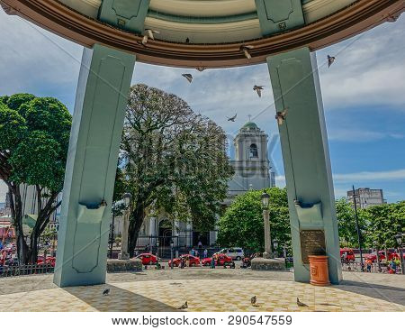 San Jose Of Costa Rica City, Costa Rica, Central America - May 24, 2017: View Of The Cathedral Of Sa