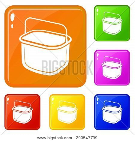 Small Bucket Icons Set Collection Vector 6 Color Isolated On White Background