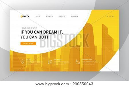 Landing Page Template For Business. Modern Web Page Design Concept Layout For Website. Vector Illust