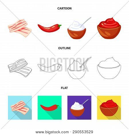 Vector Design Of Taste And Product Sign. Set Of Taste And Cooking Stock Vector Illustration.