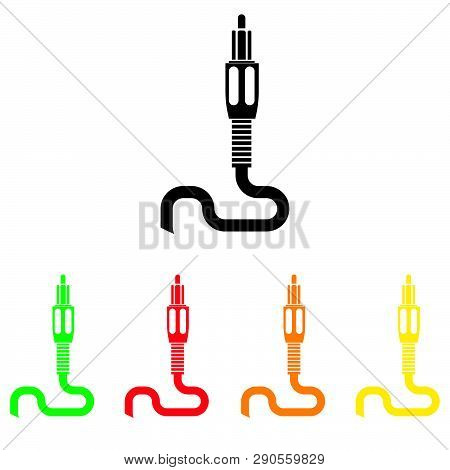 Set Of Colored Icons Plugs.video Connector. Vector Illustration