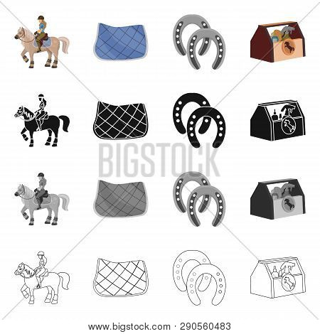 Vector Illustration Of Equipment And Riding Sign. Set Of Equipment And Competition Vector Icon For S