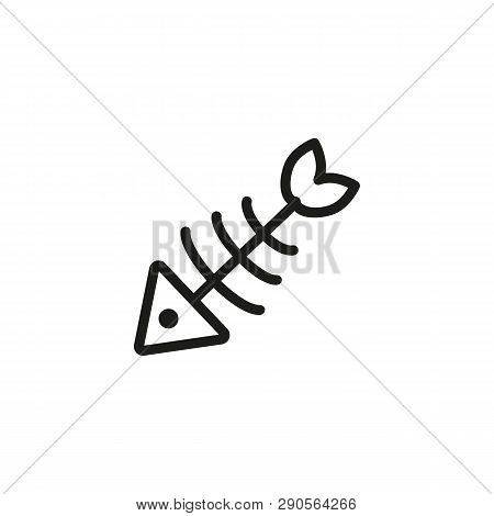 Dead Fish Line Icon. Skeleton, Garbage, Catfood. Toxic Water Concept. Can Be Used For Topics Like Co