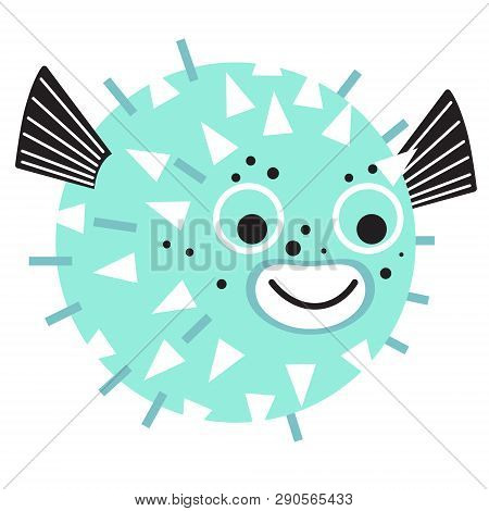 Globefish Flat Illustration On White Background. Marine And Underwater Series.