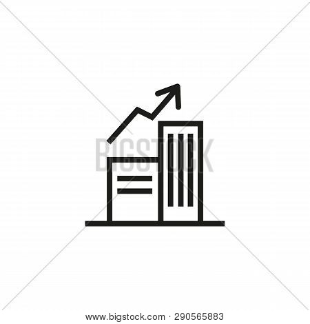 Urbanization Efficiency Line Icon. Growth Diagram Above City Buildings. Urban Concept. Vector Illust