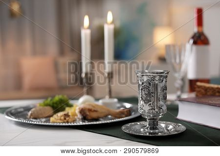 Table Served For Passover (pesach) Seder Indoors