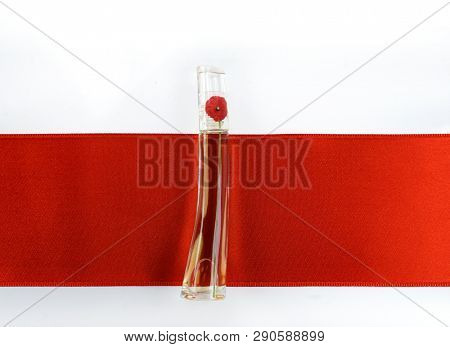 Prague, Czech Republic- January 22, 2019. Perfume KENZO bottle on white background.  Kenzo Flower Perfume