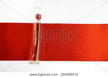 Prague, Czech Republic- January 22, 2019. Perfume KENZO bottle on white background.  Kenzo Flower Perfume
