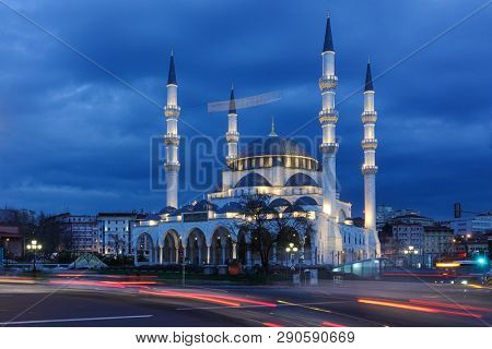 Ankara, Turkey - Melike Hatun Mosque at night