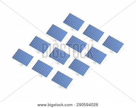 Highly Detailed Solar Panel. Modern Alternative Eco Green Energy. Vector Stock Illustration.