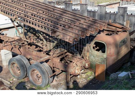 Torun, Kujawskopomorskie / Poland - March, 20, 2019: An Old Dilapidated Car For Transporting Katyush