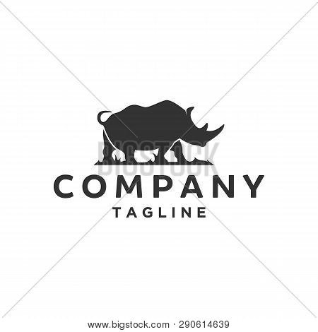 Vector Rhino Silhouette View Side For Retro Logos, Emblems, Badges, Labels Template Vintage Design E
