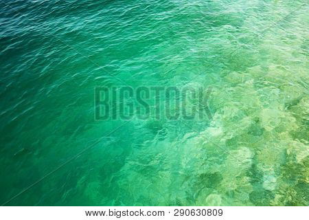 Green Color Sea Water For Background Ad Textures
