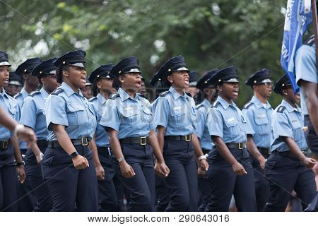 Washington, D.c., Usa - July 4, 2018, Members Of The Metropolitan Police Department Cadet Corps Marc