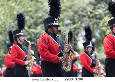 Washington, D.c., Usa - July 4, 2018, The National Independence Day Parade, The Cabot High School Ma