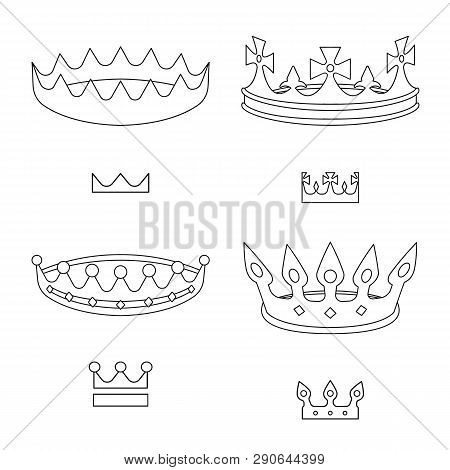 Isolated Object Of Queen And Heraldic Logo. Set Of Queen And Vip Vector Icon For Stock.