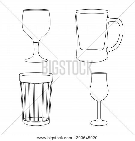 Vector Illustration Of Dishes And Container Icon. Set Of Dishes And Glassware Stock Vector Illustrat