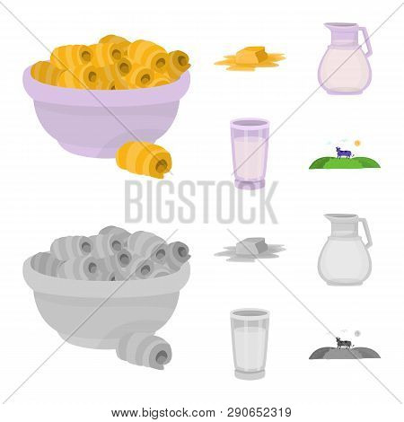 Vector Illustration Of Creamy And Product Sign. Collection Of Creamy And Farm Vector Icon For Stock.