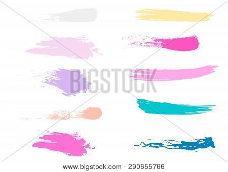 Craft Label Brush Stroke Backgrounds, Paint Or Ink Smudges Vector For Tags And Stamps Design. Painte