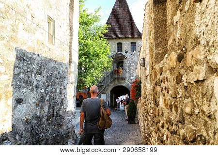 Laufen, Switzerland - September 19, 2018: Laufen Castle In Switzerland Near Rhine Falls